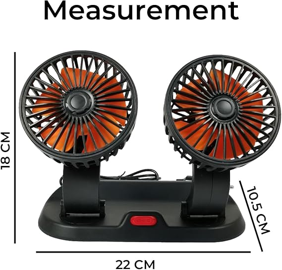 360° Rotatable Dual Heads fan for Cars